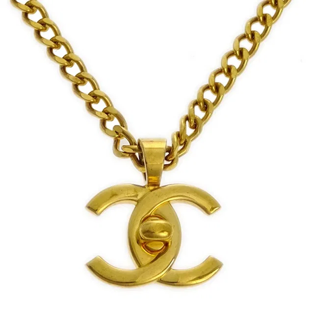 Chanel Turnlock Gold Chain Necklace Pendant 97P in Gold from AMORE Vintage Tokyo