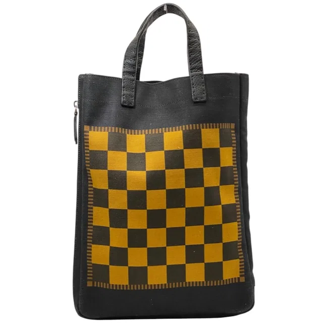 Fendi Game Tote Canvas Leather Black Lightweight Crossbody Shoulder Bag in Black Canvas from The Reluxe