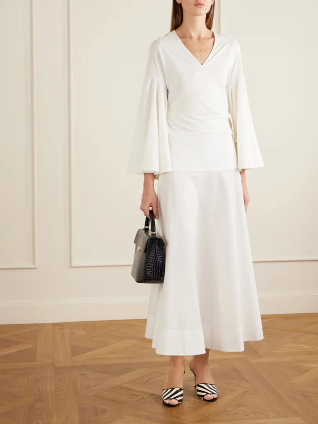 JACQUEMUS The Ventadou paper-blend wrap top in White, photo 2 of 2 from NET-A-PORTER (Canada)