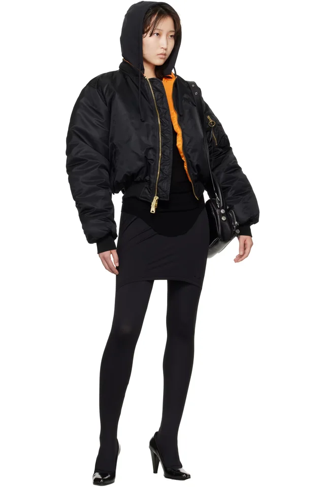 VETEMENTS Black & Orange Alpha Industries Edition Fitted Reversible Bomber Jacket, photo 4 of 4 from SSENSE