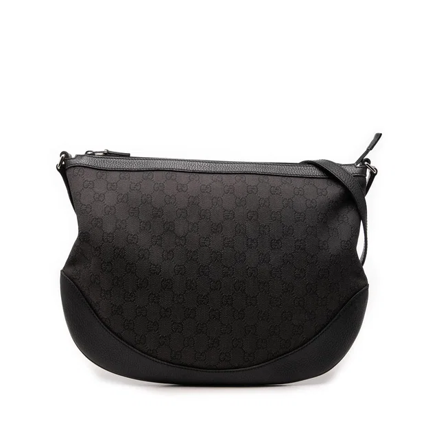 Black Gucci Large GG Denim Half Moon Crossbody in Black Denim from Designer Revival