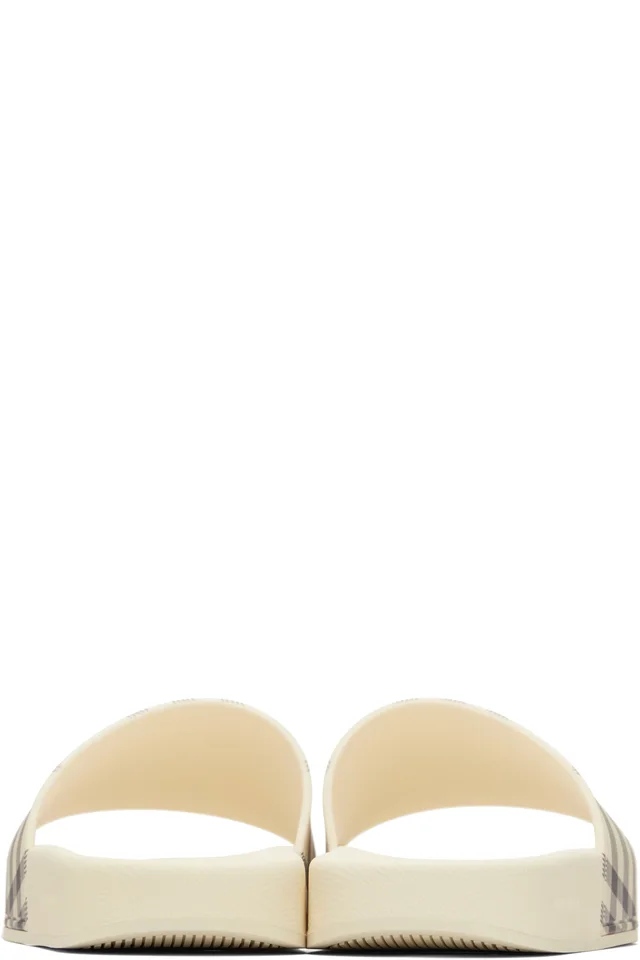 Burberry Beige Check Slides, photo 2 of 5 from SSENSE