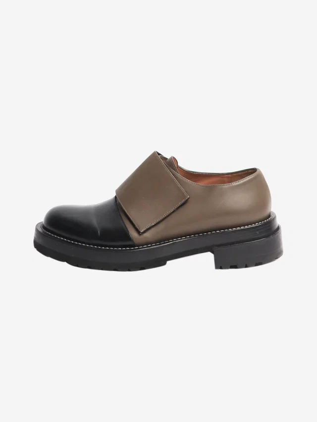 Marni Brown and black velcro-strap leather shoes - size EU 40 in Black Leather from Sign of the Times