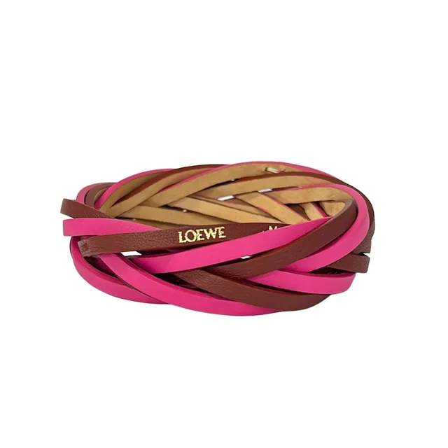 Loewe Bangle Leather Pink Bordeaux Bracelet in Burgundy Leather from The Reluxe