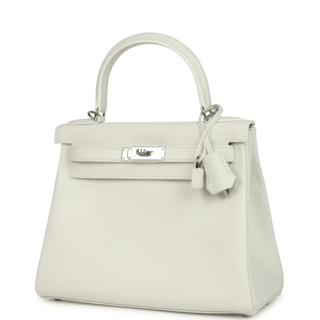 Hermès Kelly Retourne 28 New White Evercolor Palladium Hardware in White Goatskin from Madison Avenue Couture, photo 5 of 9