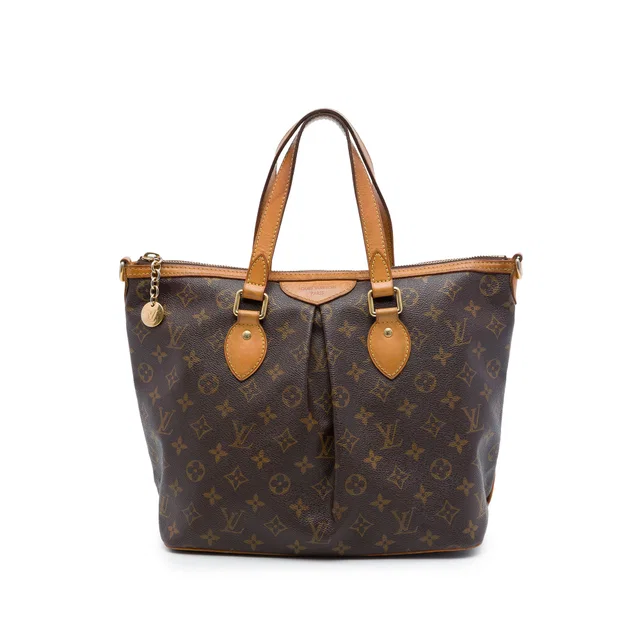 Brown Louis Vuitton Monogram Palermo PM Satchel in Brown Coated canvas from Designer Revival