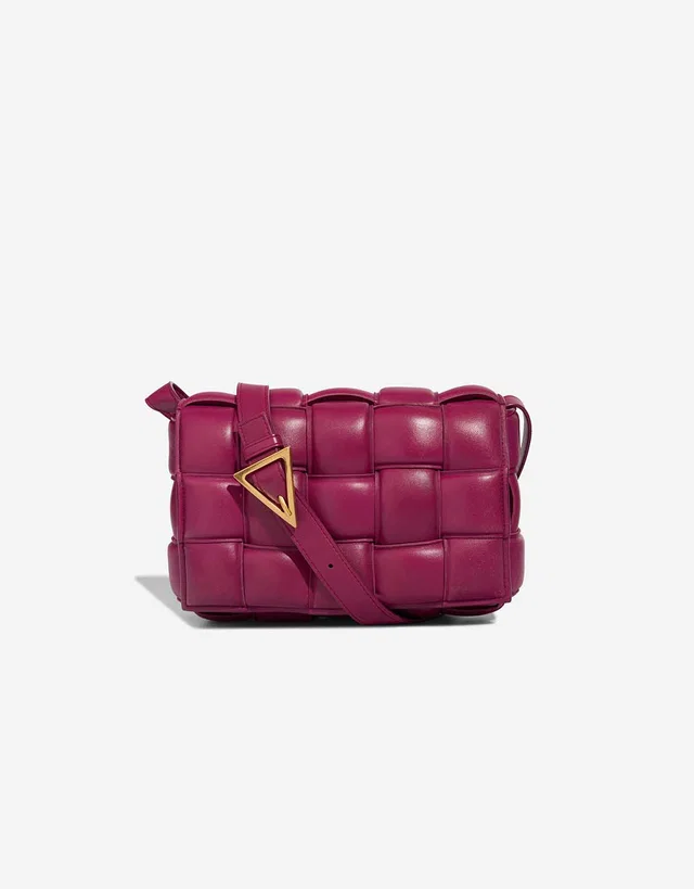 Bottega Veneta Cassette Lamb Raspberry in Pink, Red Lambskin from SACLÀB