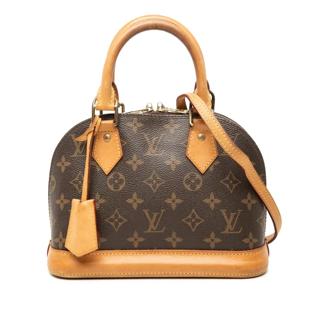 Brown Louis Vuitton Monogram Alma BB Satchel in Brown Coated canvas from Designer Revival