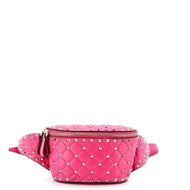 Valentino Garavani Rockstud Spike Belt Bag Quilted Leather in pink Leather from Rebag