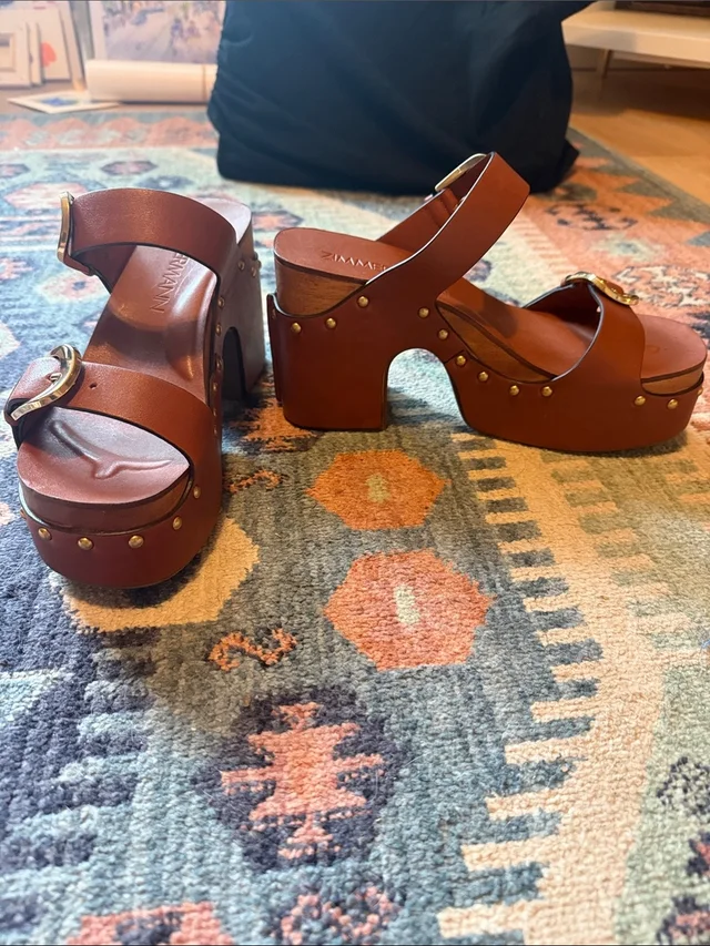 Zimmermann Alight Mule. Brown Leather Platform Clog With Studs in brown|red Leather from Poshmark, photo 2 of 2