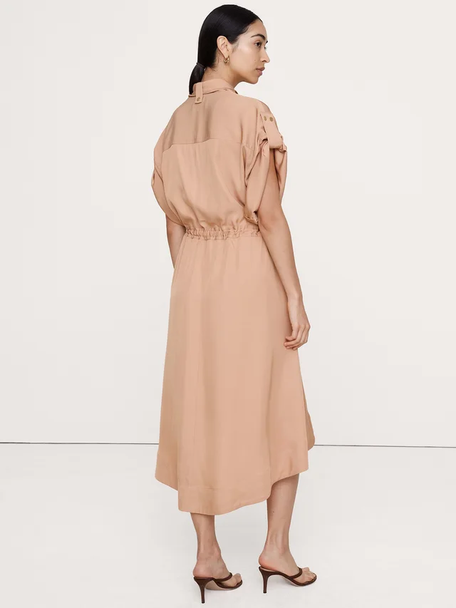 Banana Republic Viscose Midi Shirt Dress in Mountain Tan, photo 2 of 3 from Banana Republic (US)