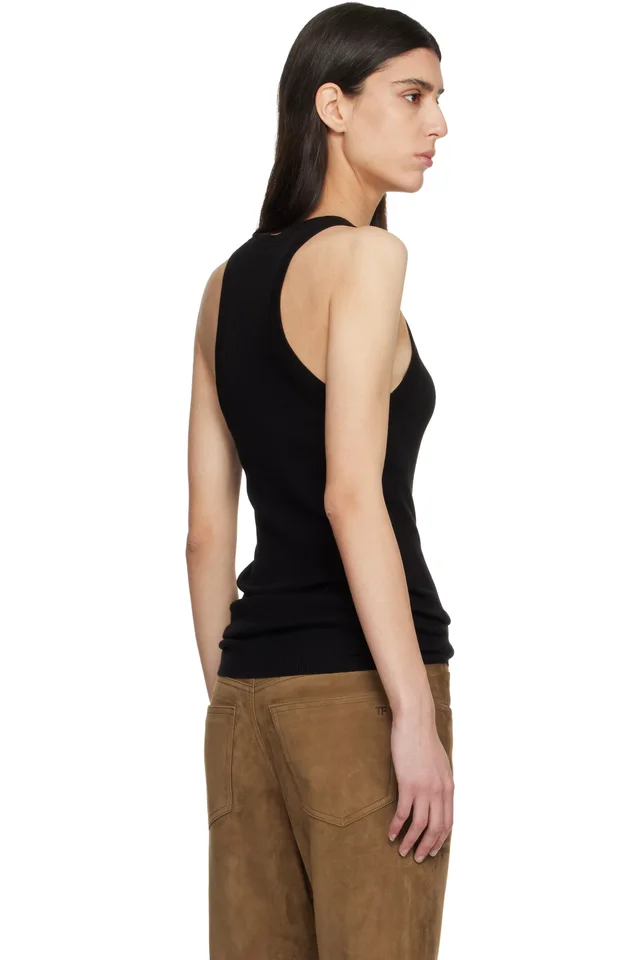 TOM FORD Black Fine Merino Rib Tank Top, photo 3 of 4 from SSENSE