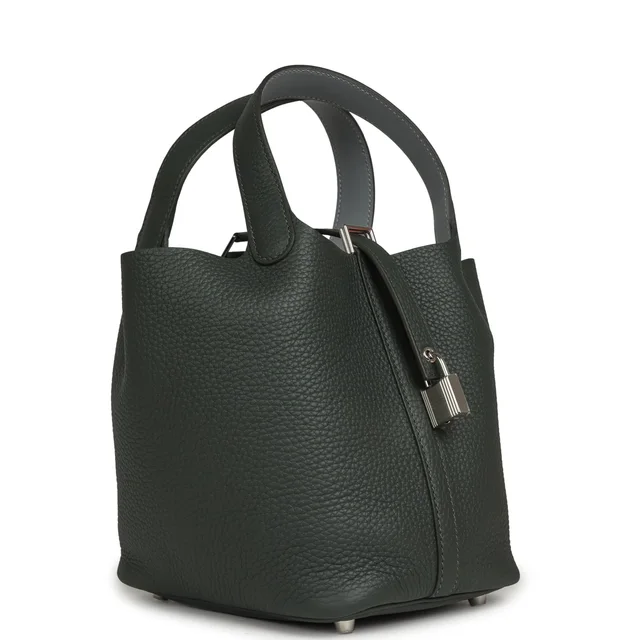 Hermès Picotin Lock 18 Eclat Vert Mangrove Clemence, Gris Pantin Swift Palladium Hardware in Green Clemence leather from Madison Avenue Couture, photo 2 of 2