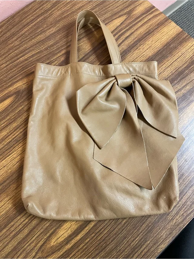 REDValentino Tan Leather Tote With Signature Bow in brown|neutral Leather from Poshmark