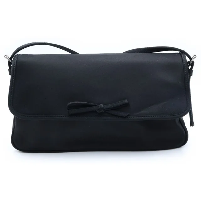 Balenciaga Leopolda Pochette Satin Shoulder Bag Black in Black Satin from The Reluxe