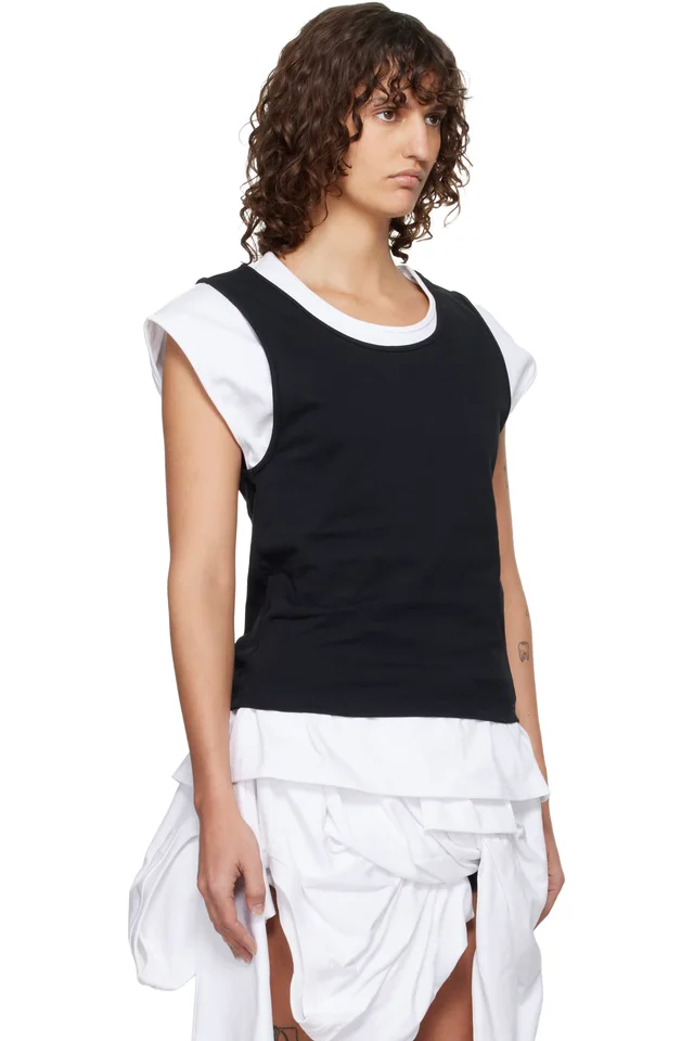 LII Black & White Tank-Layer T-shirt, photo 2 of 4 from SSENSE