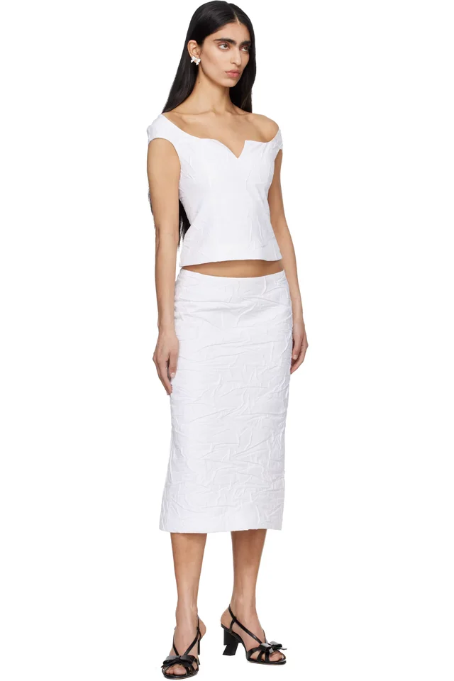 SHUSHU/TONG White Trumpet Hem Midi Skirt, photo 4 of 4 from SSENSE