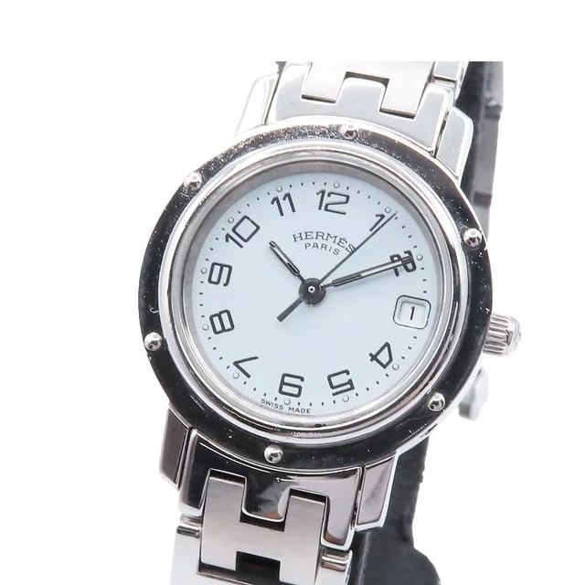Hermès Clipper White Stainless Steel Watch Quartz in White from The Reluxe