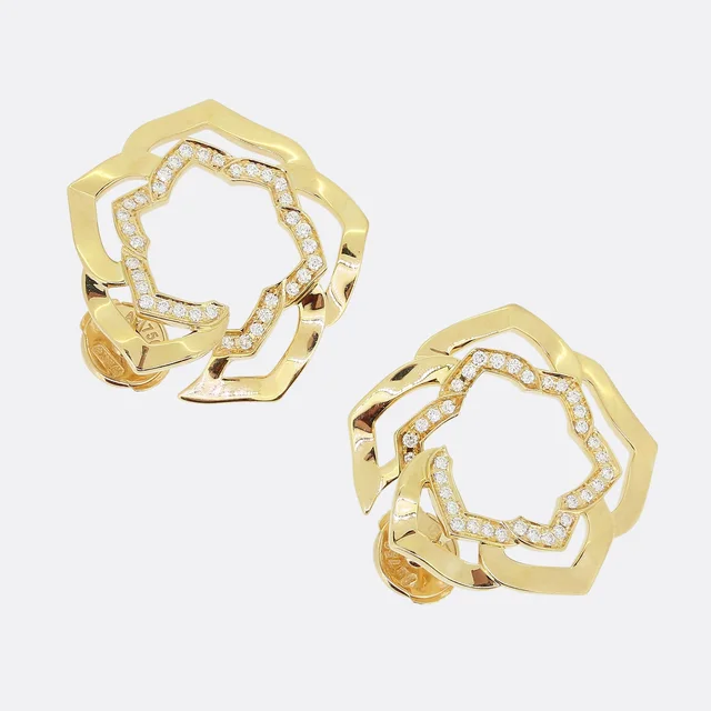 Piaget Diamond Rose Earrings in Pink from The Vintage Jeweller