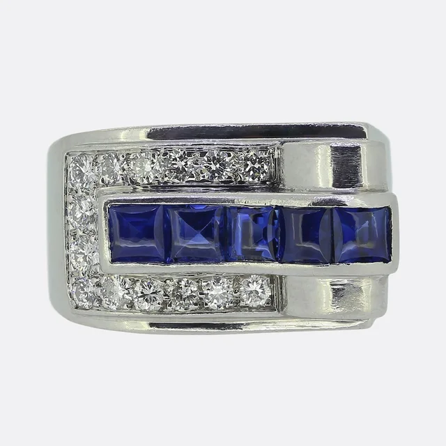Cartier Retro Sapphire and Diamond Ring from The Vintage Jeweller