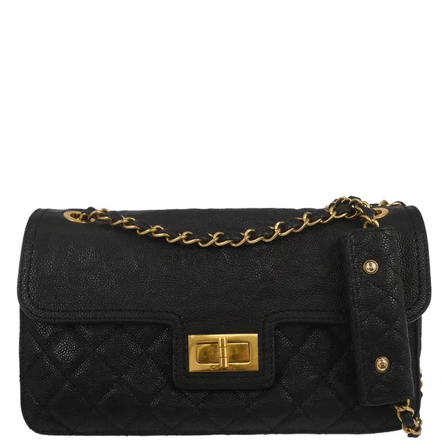 Chanel 2012 Black Caviar Skin Mademoiselle Lock Shoulder Bag in Black Caviar leather from AMORE Vintage Tokyo