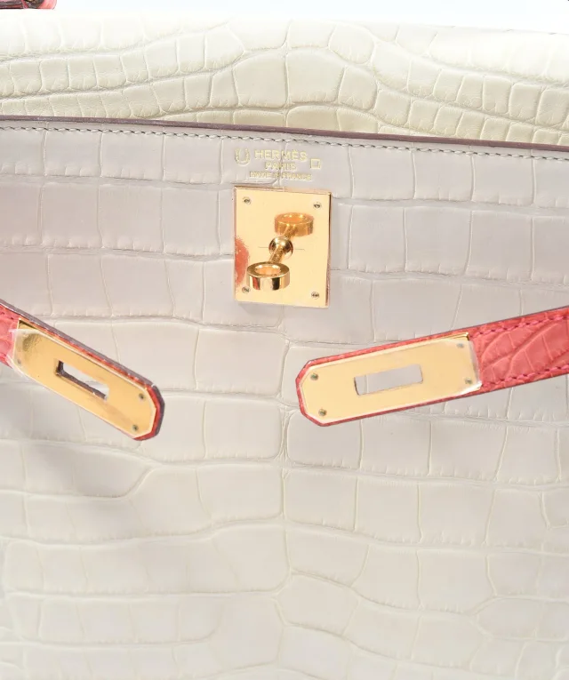 Hermès Kelly 32 HSS Beton / Geranium Matte alligator GHW #X (2016) in Crocodile from Luxury Promise, photo 14 of 20