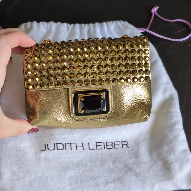 Judith Leiber Stunning Gold Crystal And Leather Evening Bag in gold Leather from Poshmark, photo 2 of 9