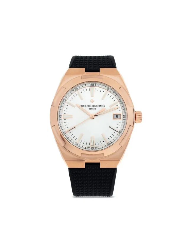 Vacheron Constantin pre-owned Overseas 41mm - men - 18kt Rose Gold/Rubber - One Size - Pink in pink from Farfetch