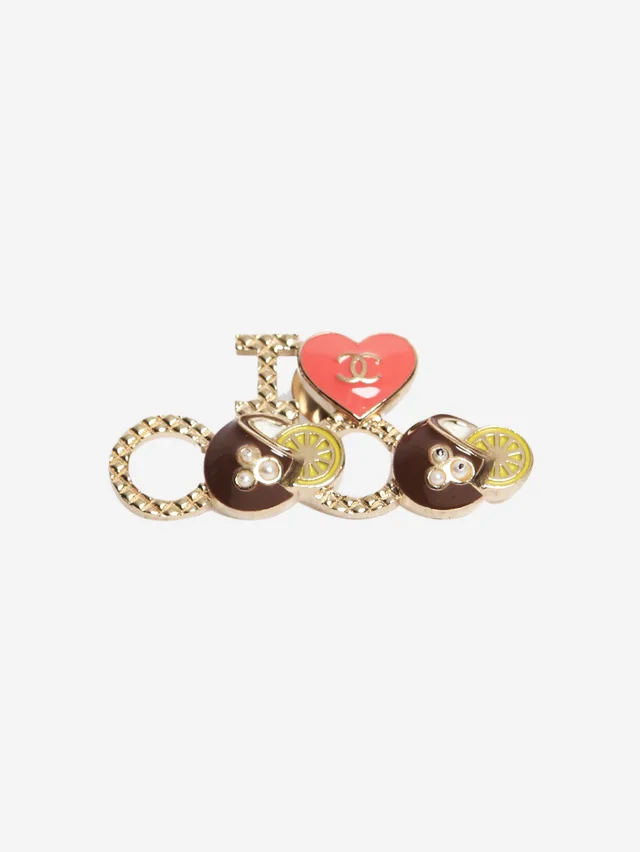 Chanel Gold I Love Coco motif pin brooch in Gold from Sign of the Times