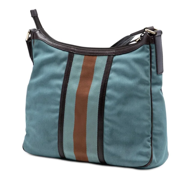 Blue Gucci Canvas Web Shoulder Bag in Blue Canvas from Designer Revival, photo 2 of 2