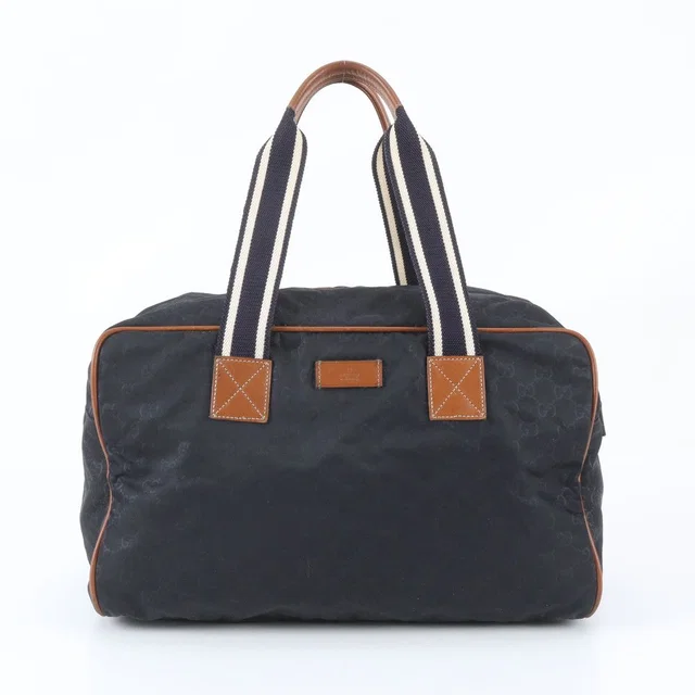 Gucci Leather Nylon Boston Bag Tote Navy in Navy Nylon from The Reluxe