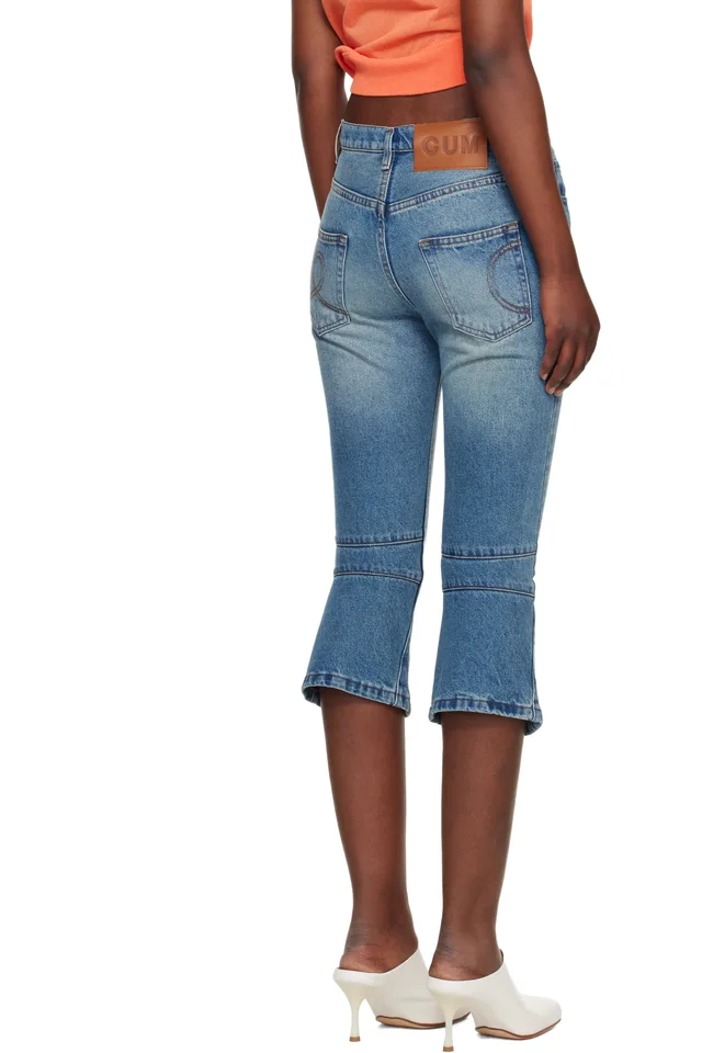 Edward Cuming Blue Knee Jerk Capri Denim Shorts, photo 3 of 4 from SSENSE