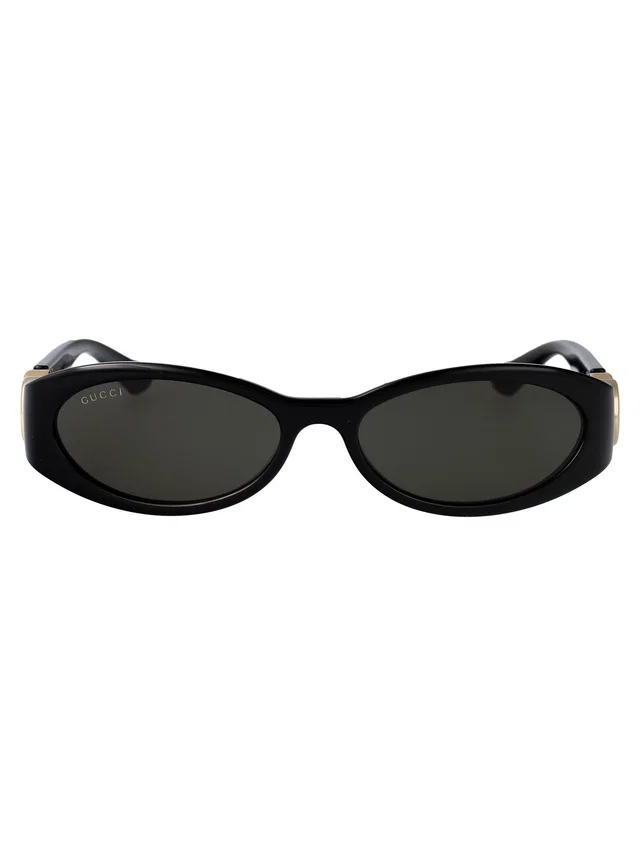 Gucci Gg1660s Oval Injected Sunglasses — Black in Black from HEWI