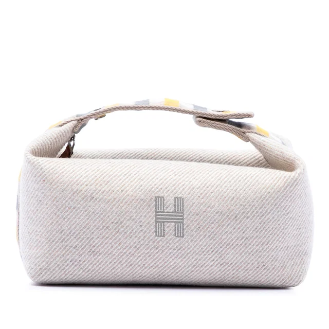 Beige Hermès Small Wool Bride A Brac Au Carre Case Vanity Bag in Beige Wool from Designer Revival