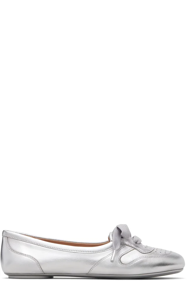 Gianvito Rossi Silver Vault Ballerina Flats, image 1 of 1 from SSENSE