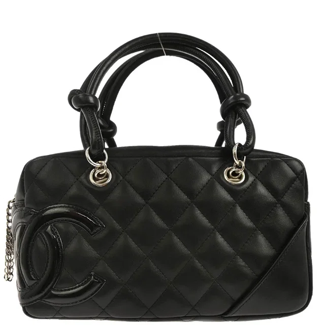 Chanel 2005-2006 Black Calfskin Cambon Ligne Handbag in Black Calfskin from AMORE Vintage Tokyo