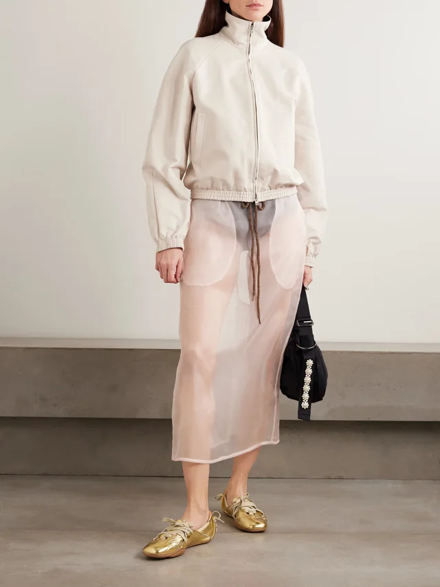 SIMONE ROCHA Bow-detailed silk-organza midi skirt in Pink, photo 2 of 2 from NET-A-PORTER (Canada)