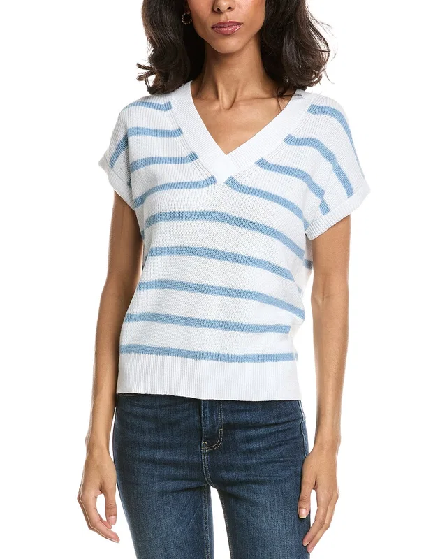 Forte Stripe Cap Sleeve V-Neck Sweater, image 1 of 1 from Gilt