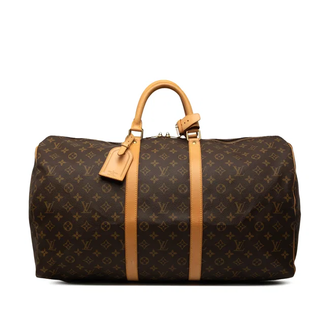 Brown Louis Vuitton Monogram Keepall 55 Travel Bag in Brown Coated canvas from Designer Revival