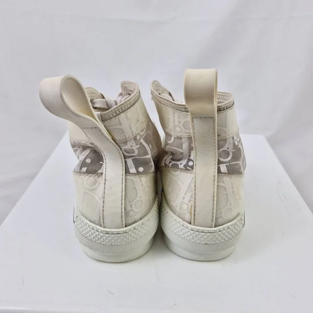 Dior Italian made beige patterned lace-up trainers Size 5 in Ivory Canvas from Oxfam Online Shop, photo 3 of 8