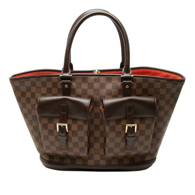 Brown Louis Vuitton Damier Ebene Manosque GM Tote Bag in Brown Canvas from Designer Revival