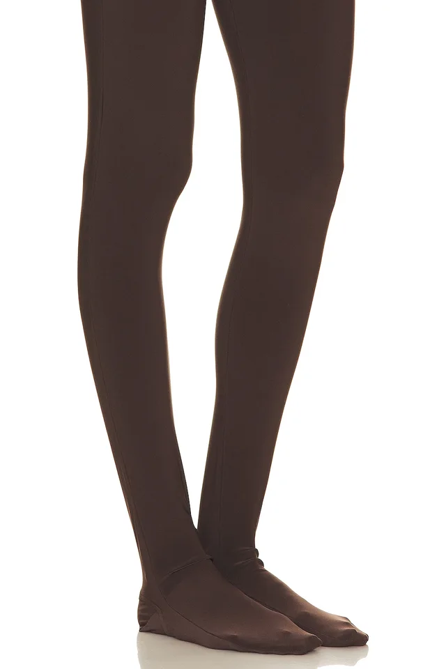 Norma Kamali Slim Fit Turtle Catsuit With Footsie in Chocolate, photo 4 of 4 from REVOLVE (Canada)