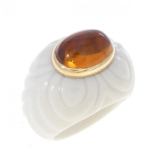 Bvlgari Chandra 750 Yellow Gold Ceramic Citrine Ring Size 11 in Yellow Ceramic from LuxUness