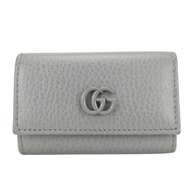 Gucci Key Case GG Marmont Leather Gray 6 Consecutive Key Holder in Grey Leather from The Reluxe