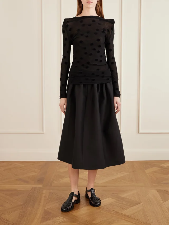 JUNYA WATANABE Polka-dot flocked cotton-jersey blouse in Black, photo 2 of 2 from NET-A-PORTER (Canada)
