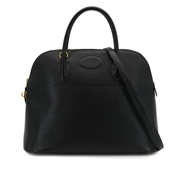Hermès Bolide 35 Black Veau Gulliver Hand Shoulder Bag 1994 Circle X Gold Hardware in Black Calfskin from Luxury Promise