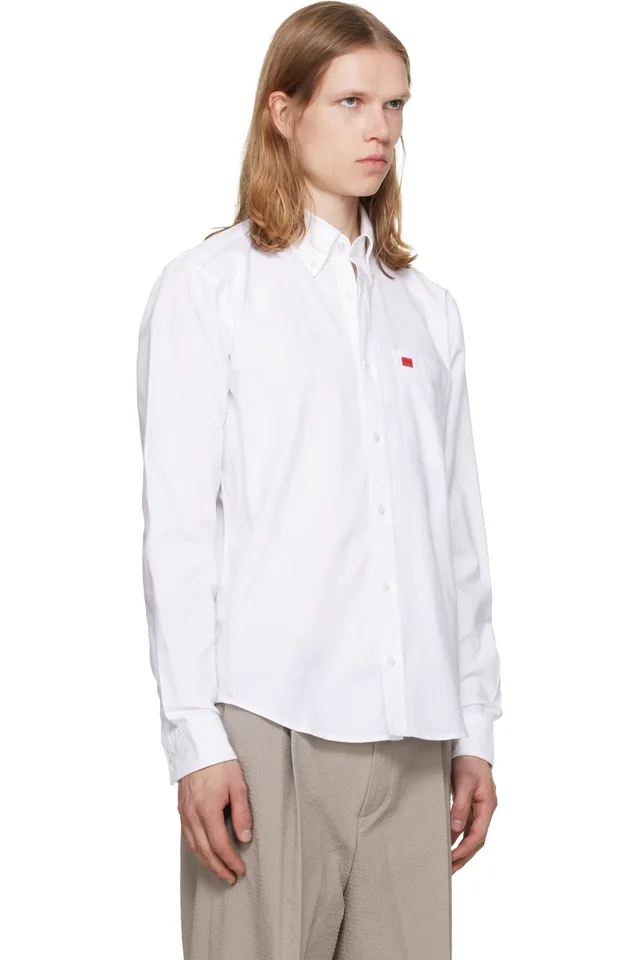 Hugo White Cotton Oxford Shirt, photo 2 of 2 from SSENSE
