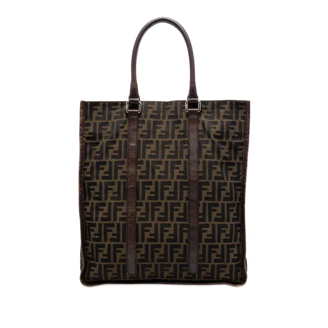 Brown Fendi Zucca Canvas Vertical Tote in Brown Canvas from Designer Revival