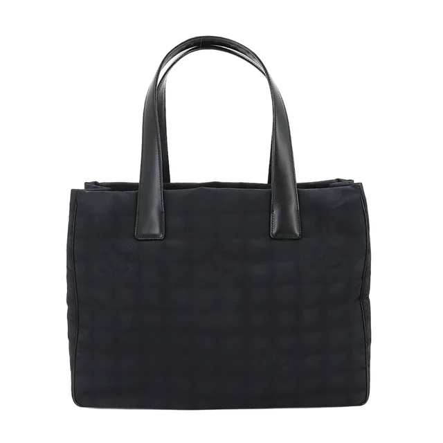 Chanel New Travel Line Tote Bag MM Nylon Jacquard Leather Black in Black Nylon from The Reluxe