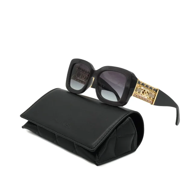 Chanel Vintage Sunglasses Cocomark Chain Black Gold Eyewear in Black from Luxury Promise, photo 2 of 2